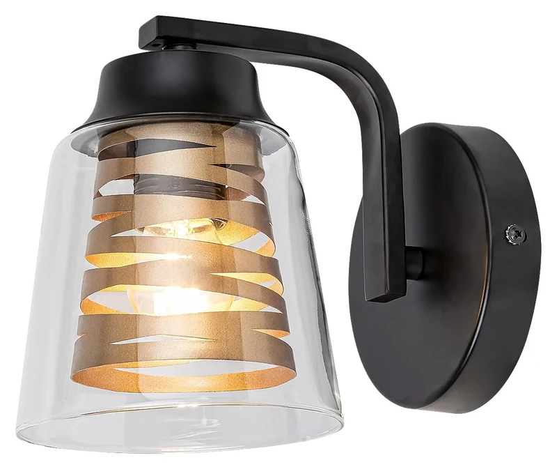 Wall Lights Zenaida – modern wall light in black matt with clear glass, Ø140mm, 1×E27