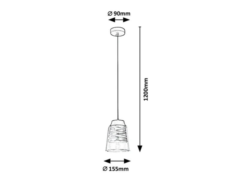 Zenaida – modern pendant in black matt with clear glass, Ø155mm, 1×E27
