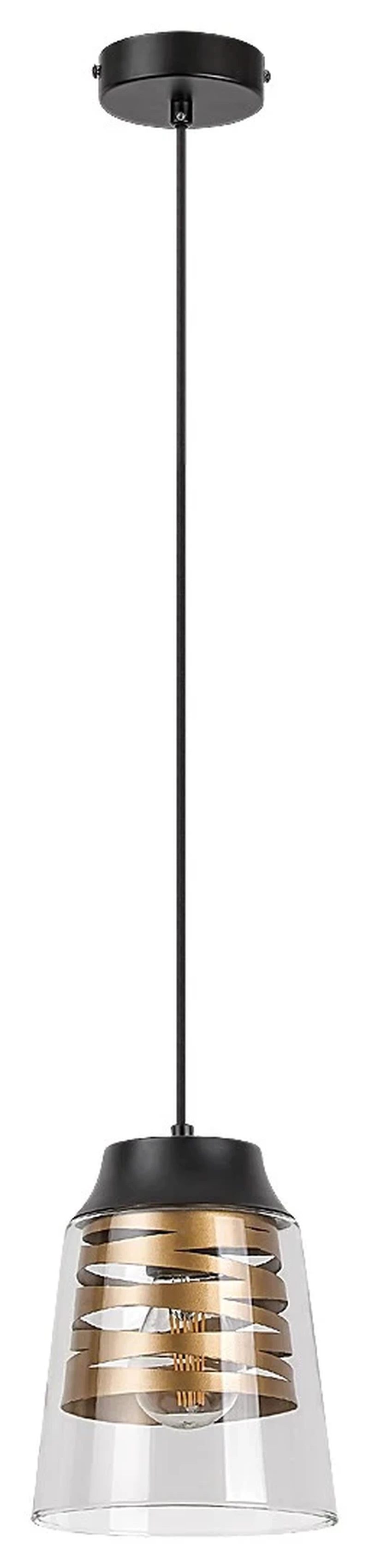 Zenaida – modern pendant in black matt with clear glass, Ø155mm, 1×E27