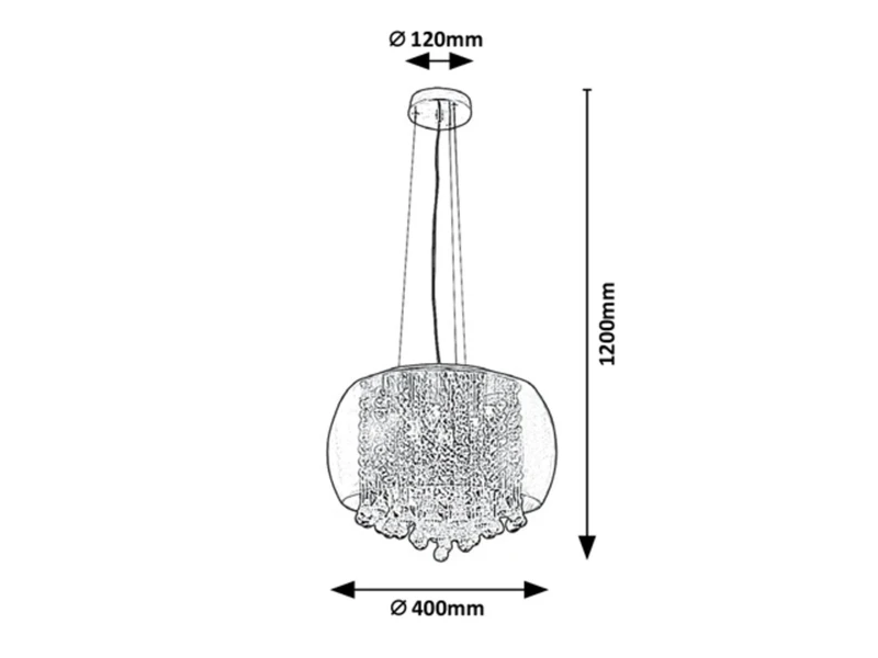 Ninelle – classic pendant in chrome with tinted glass, Ø400mm, 6×G9