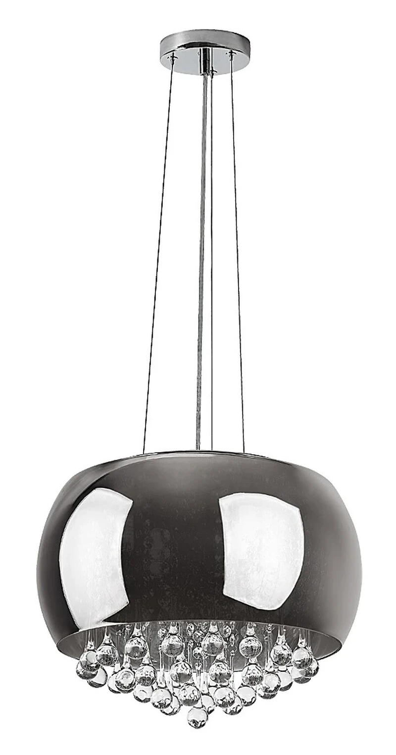 Ninelle – classic pendant in chrome with tinted glass, Ø400mm, 6×G9