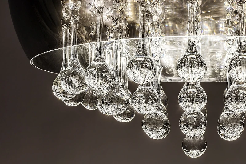 Ninelle – classic pendant in chrome with tinted glass, Ø400mm, 6×G9