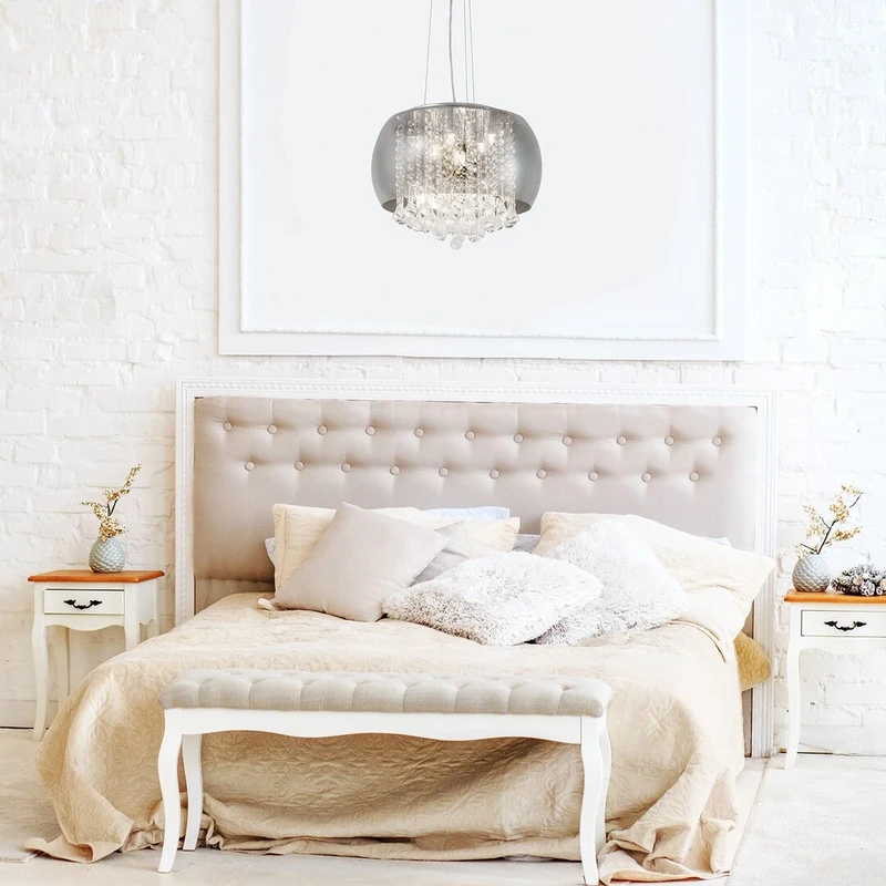 Ninelle – classic pendant in chrome with tinted glass, Ø400mm, 6×G9