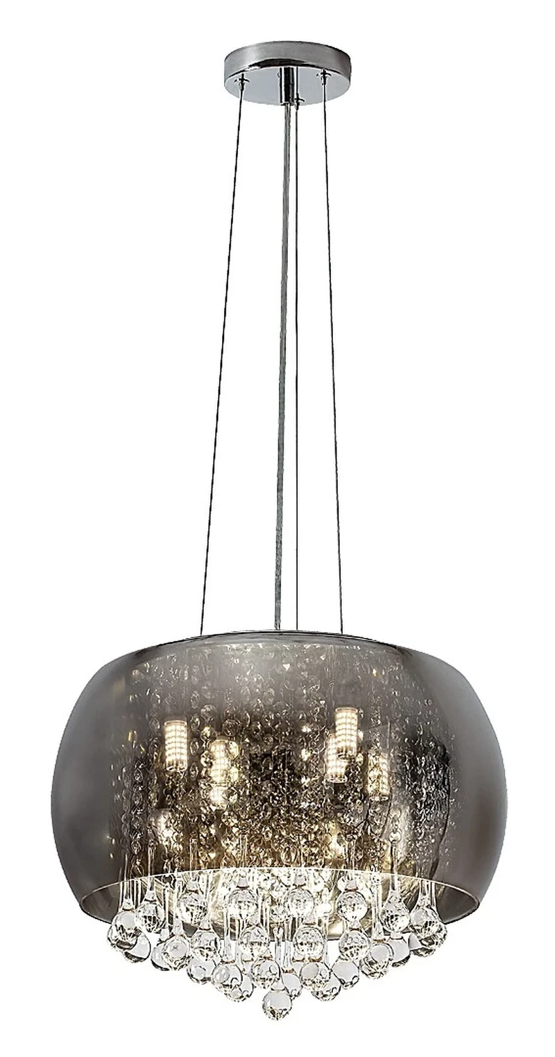 Pendant Lights Ninelle – classic pendant in chrome with tinted glass, Ø400mm, 6×G9