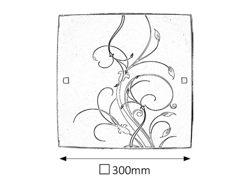 Elina – ceiling light with decorative glass in white, 300×300mm, 1×E27, IP20