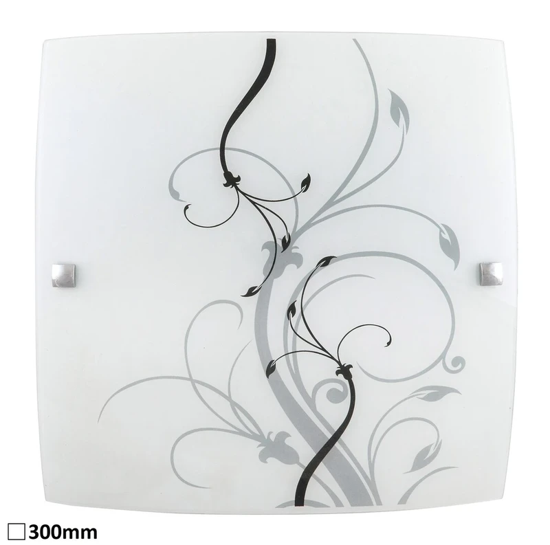 Ceiling Lights Elina – ceiling light with decorative glass in white, 300×300mm, 1×E27, IP20