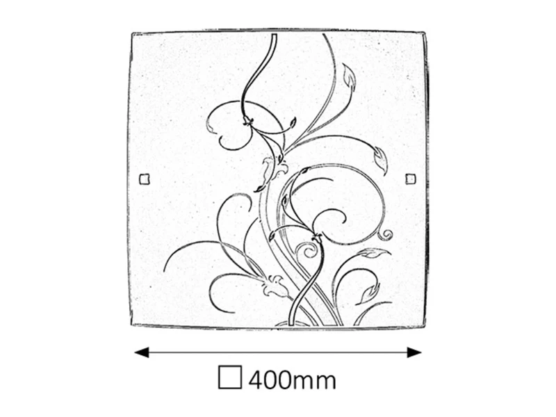 Elina – modern ceiling light with pattern on opal glass, 400×400mm, 2×E27, IP20