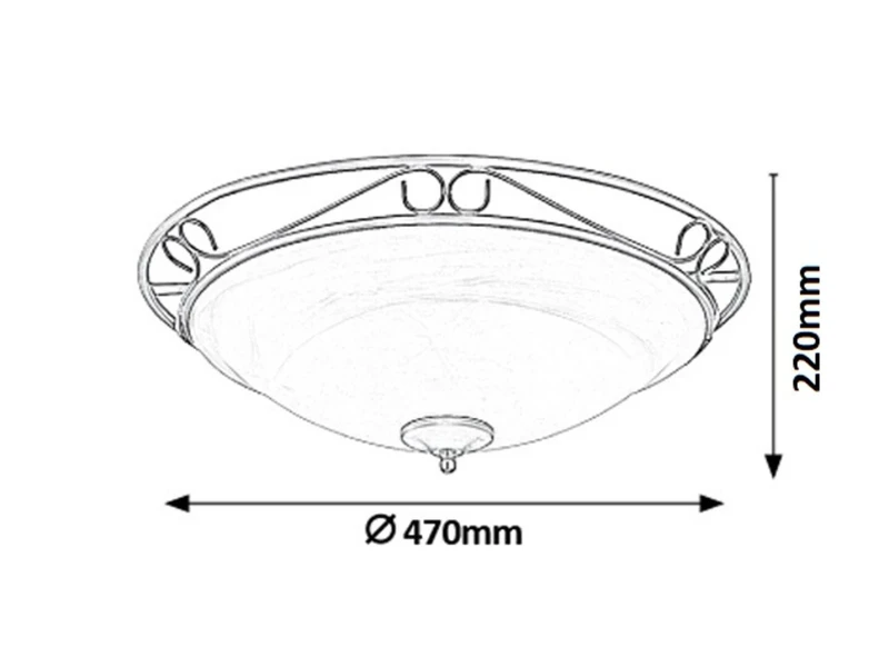 Athen – three-sided ceiling light in black matt with alabaster glass, Ø470mm, 3×E27