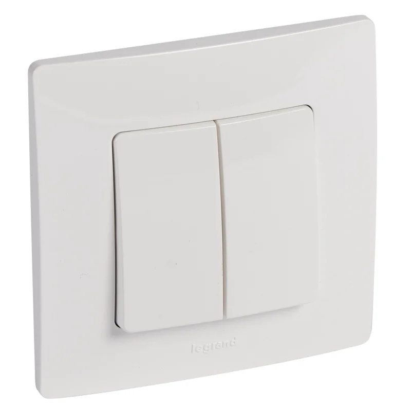 Legrand Switch double with frame 10A 250V White /blister pack/ - Legrand Niloe 396420