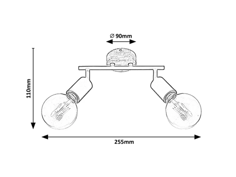 Pablo – double spotlight in black matt with wood base, 255×135mm, 2×E27