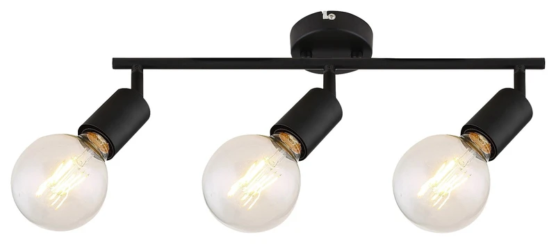 Spotlights Lamar – triple spotlight in black matt, 490×125mm, 3×E27, IP20