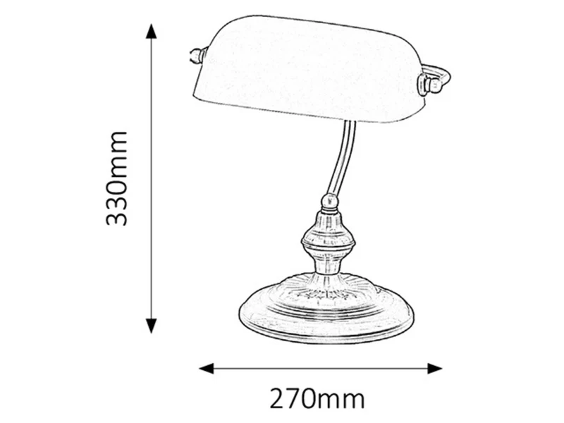 Bank – classic table lamp in bronze with green glass shade, 270×330mm, 1×E27