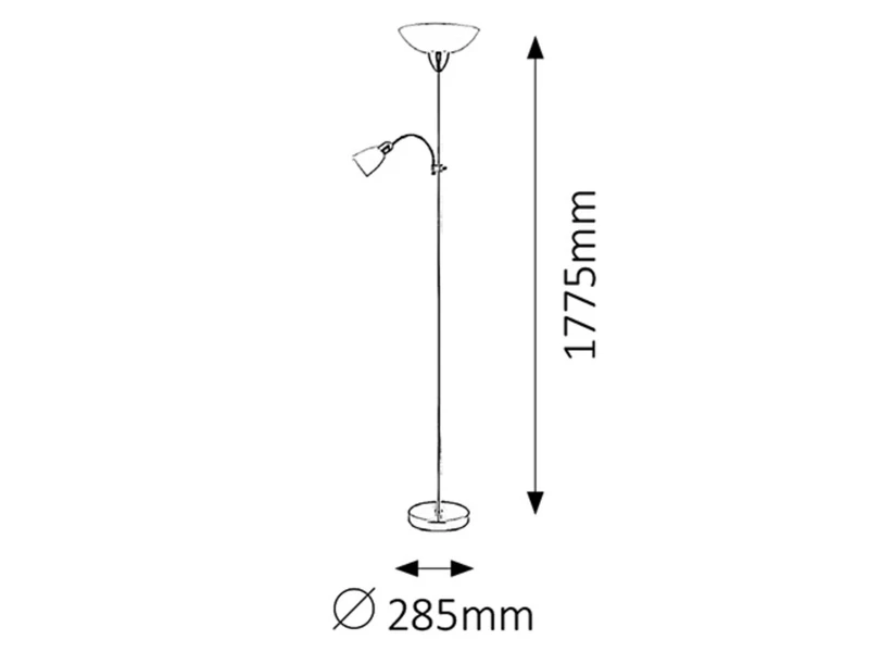 Diana – floor-standing lamp with satin chrome and white glass, Ø285mm, E27+E14