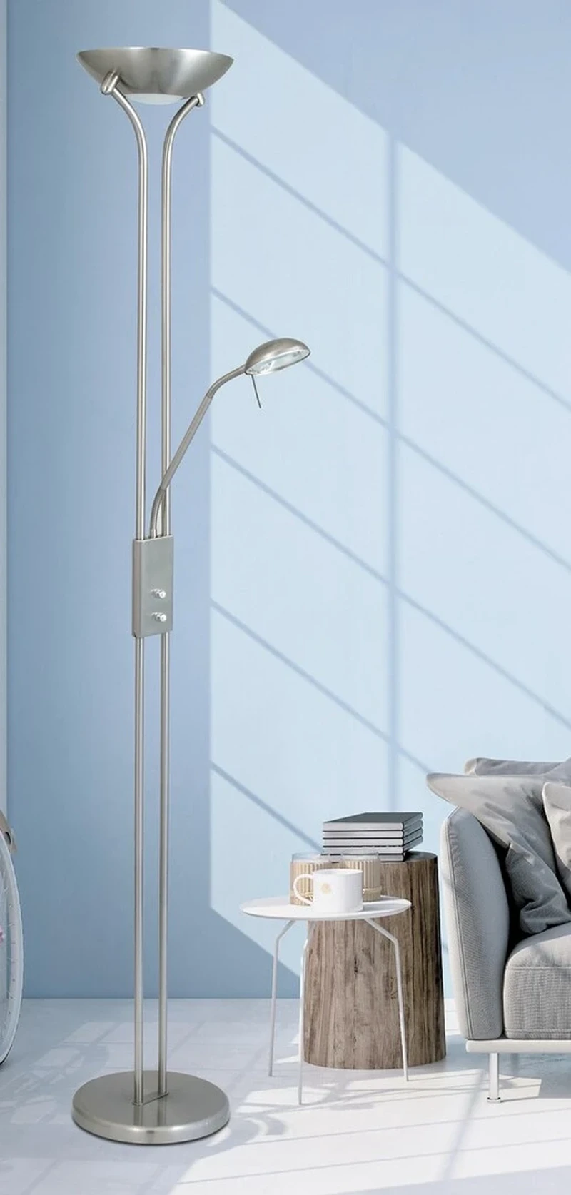 Beta – floor lamp with satin chrome, Ø255mm, 230W, 2700K, dimmable