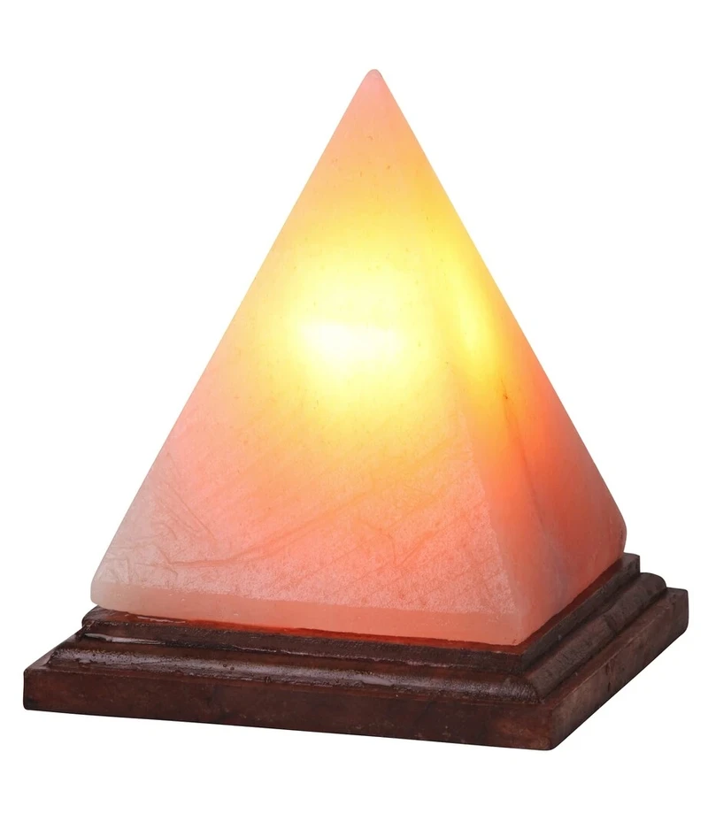 Table Lamps Vesuvius – salt lamp in orange with wood base, 127×152mm, E14, 2700K