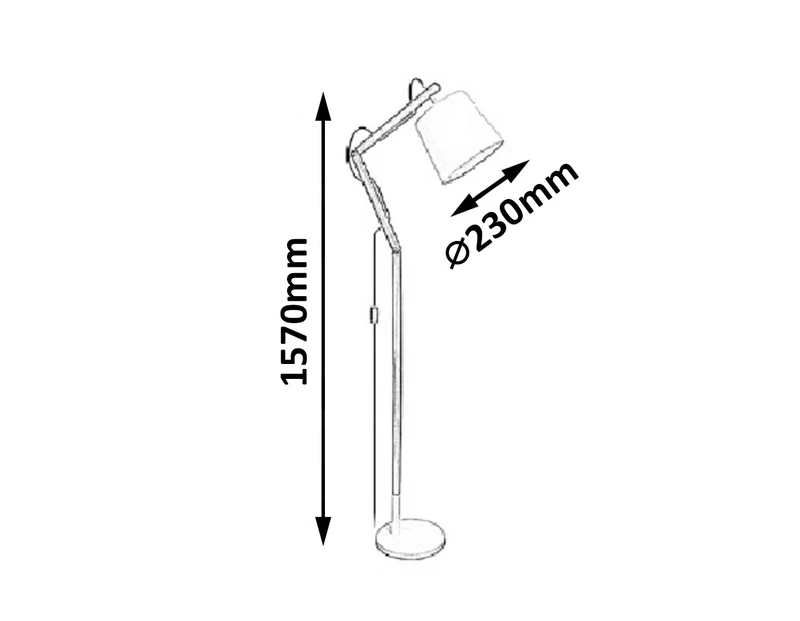 Thomas – Scandinavian floor lamp in white with wood and fabric shade, Ø230mm, 1×E27