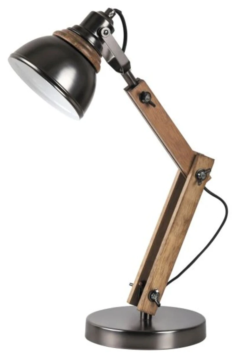 Table Lamps Aksel – industrial night lamp in beech/anthracite, Ø160mm, 1×E14
