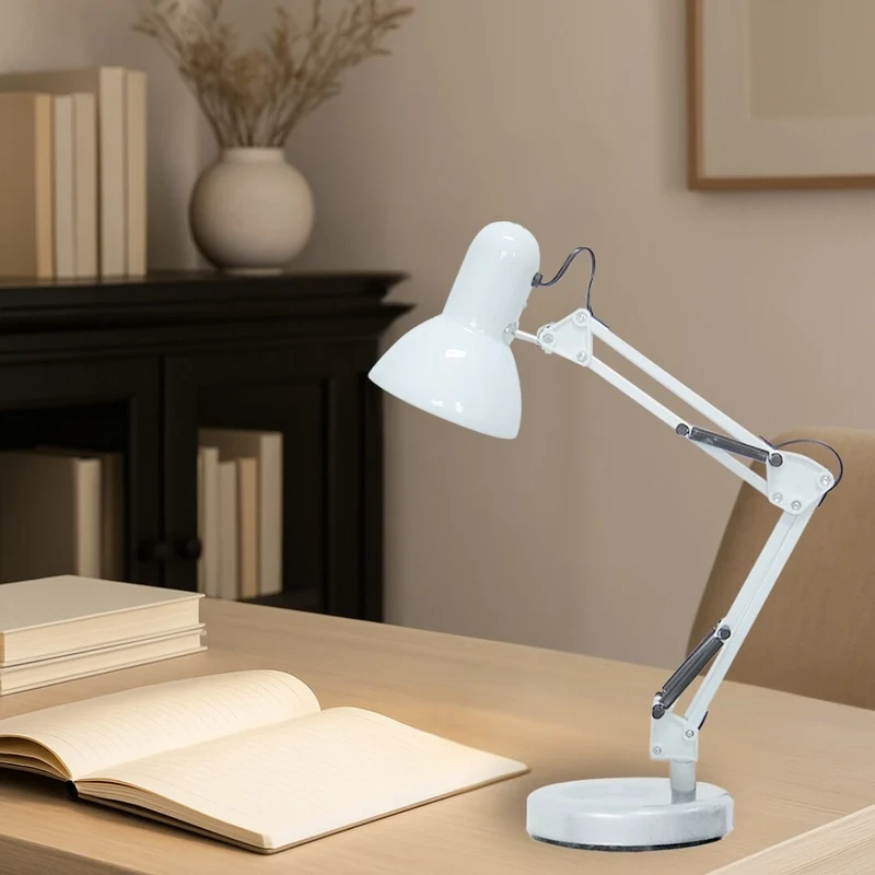 Samson – table lamp in white with adjustable arm, 370×490mm, 1×E27