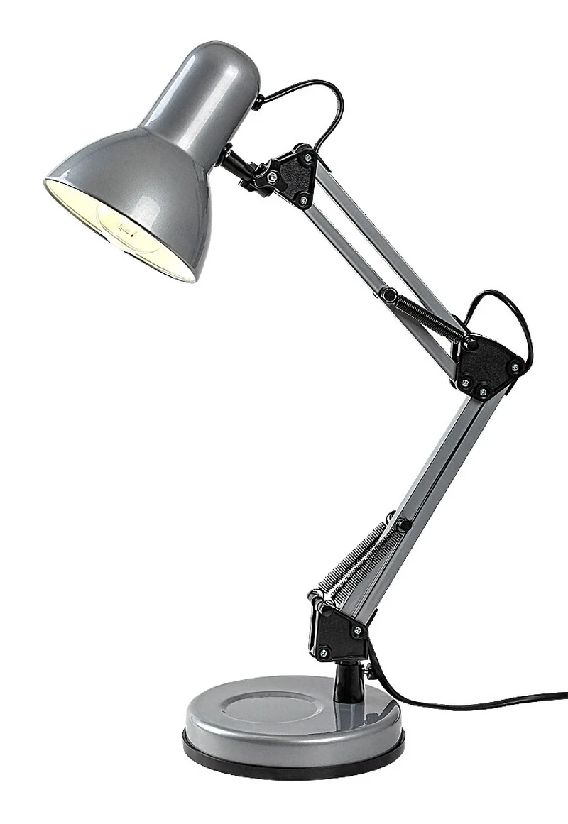 Table Lamps Samson – table lamp in silver with adjustable arm, 490mm, 1×E27, IP20
