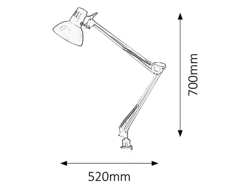 Arno – table lamp in white with adjustable arm, 700mm, 1×E27, IP20