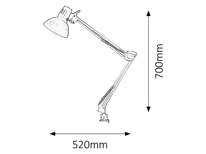 Arno – table lamp in black with adjustable arm, 520×700mm, 1×E27, IP20