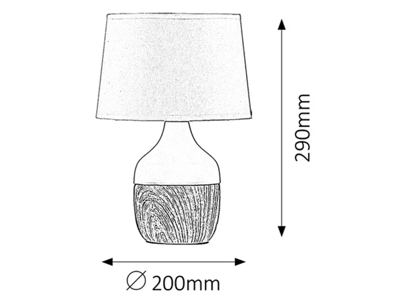 Yvette – night lamp in beige ceramic with white fabric shade, Ø200mm, 1×E14