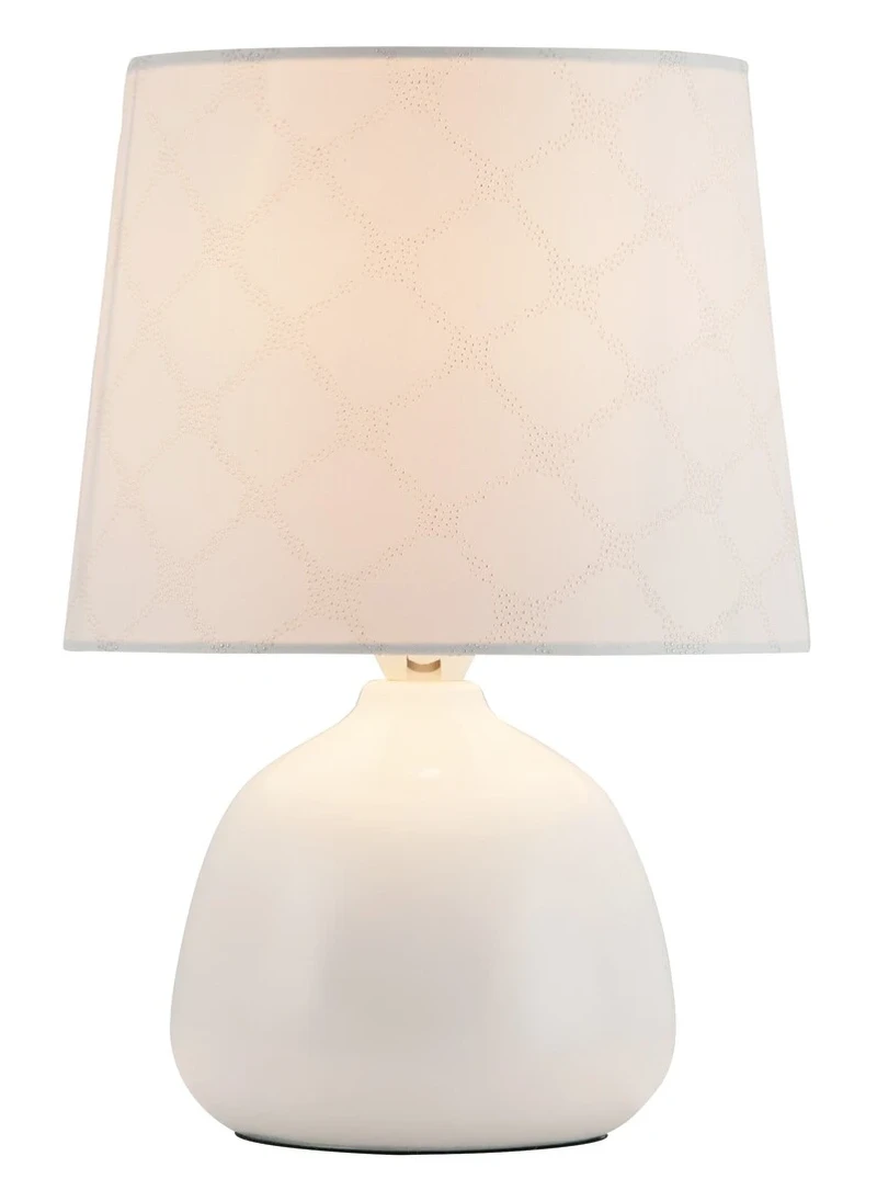Ellie – night lamp in white ceramic with fabric shade, Ø180mm, 1×E14