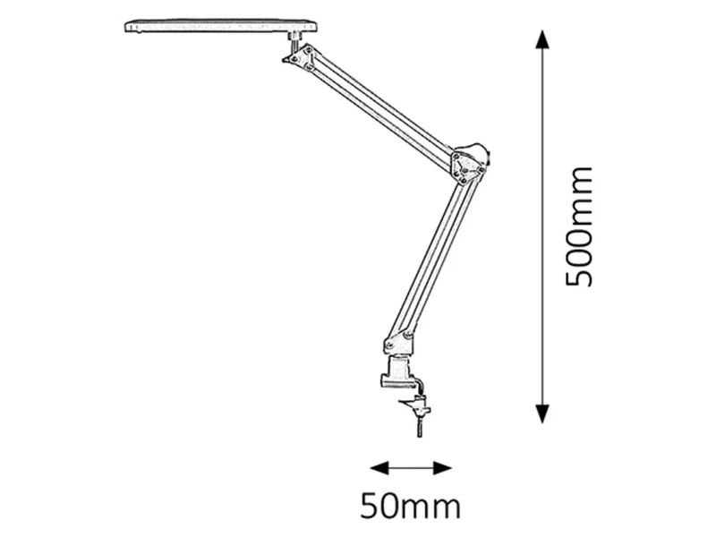 Raul – LED table lamp in silver with clip, 500mm, 5.6W, 4000K