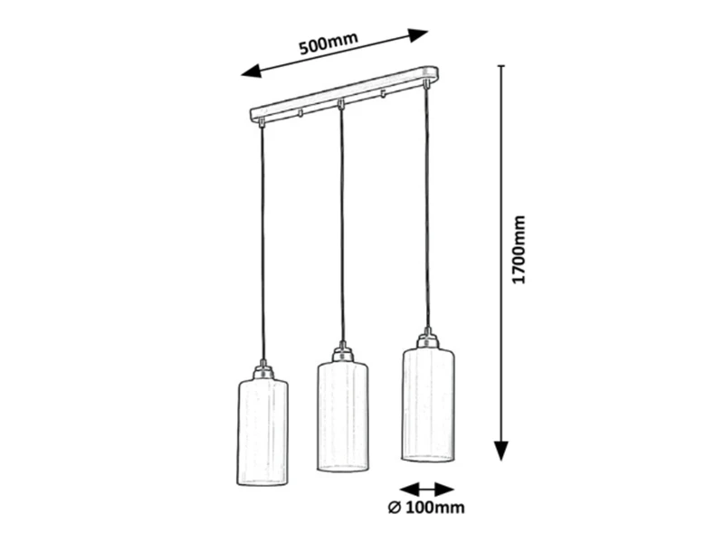 Panthea – triple pendant in gold with white glass shades, 500mm, 3×E27