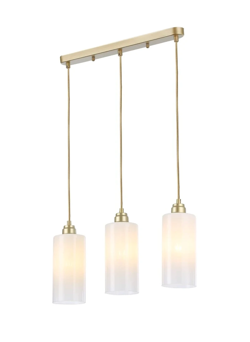 Pendant Lights Panthea – triple pendant in gold with white glass shades, 500mm, 3×E27