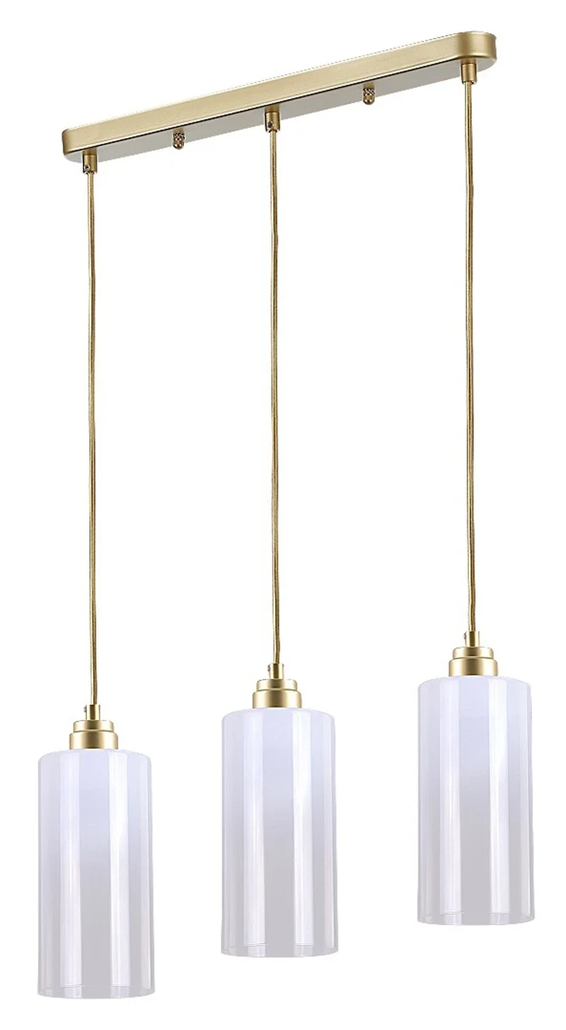 Panthea – triple pendant in gold with white glass shades, 500mm, 3×E27