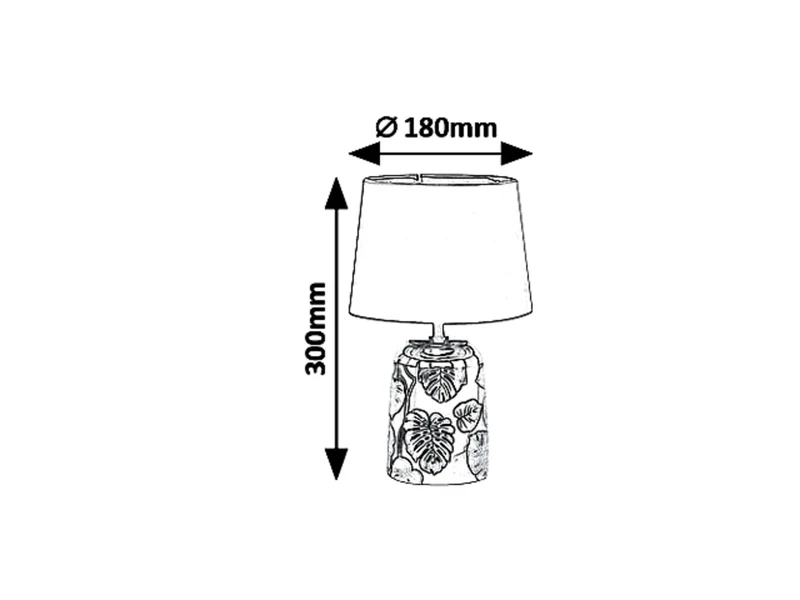 Sonal – table lamp in black with ceramic base and fabric shade, Ø180mm, 1×E14