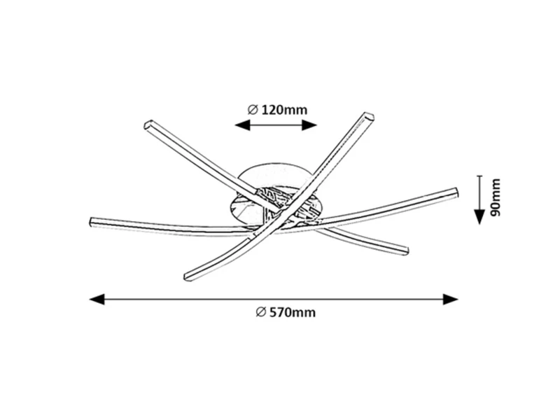 Cyclone – LED ceiling light in chrome with white shades, Ø570mm, 21W, 4000K