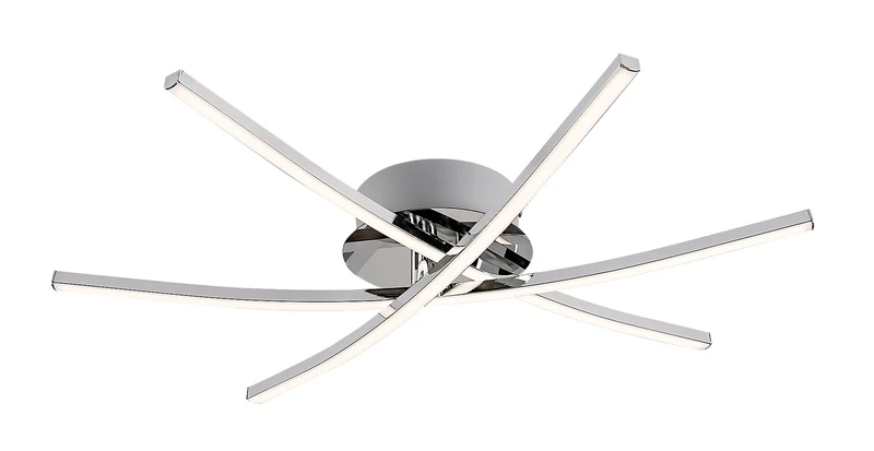 LED Ceiling Lights Cyclone – LED ceiling light in chrome with white shades, Ø570mm, 21W, 4000K