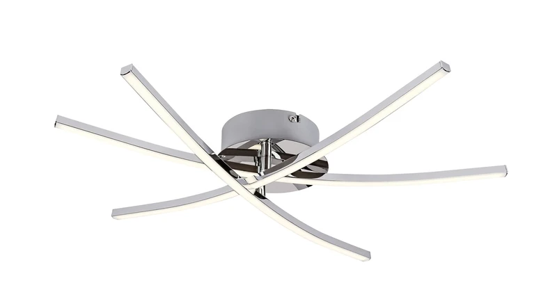 Cyclone – LED ceiling light in chrome with white shades, Ø570mm, 21W, 4000K