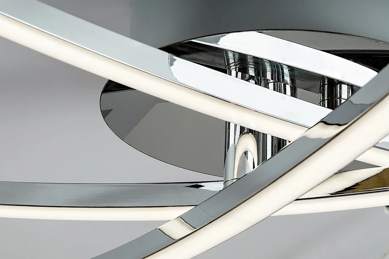 Cyclone – LED ceiling light in chrome with white shades, Ø570mm, 21W, 4000K