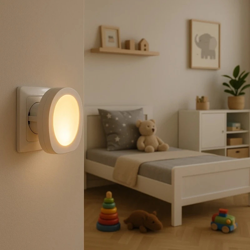 Billy – LED нощна лампа в бяло с датчик за здрач, 50×50мм, 0.5W, 2700K
