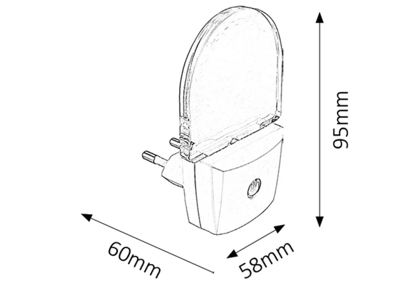 Paris Lux – LED night lamp for socket in white, 58×95mm, 0.5W, 4000K