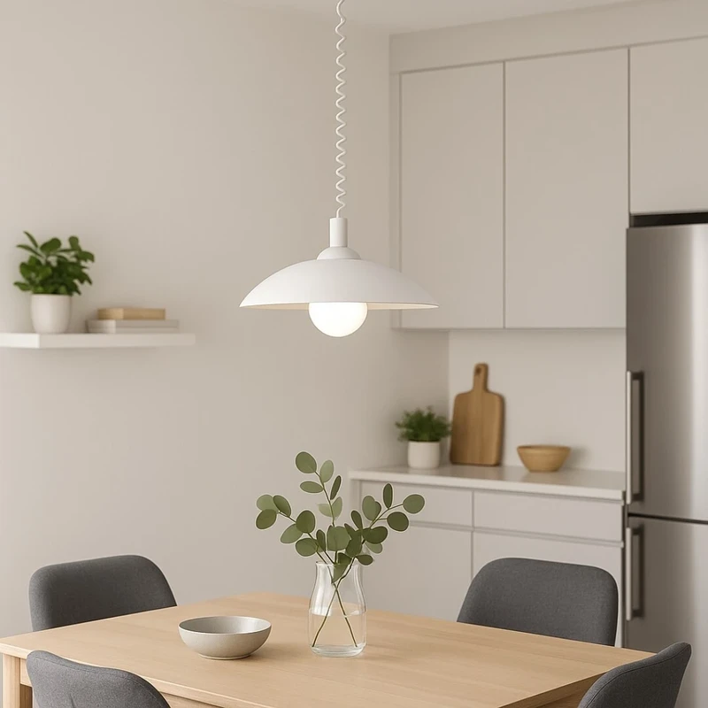 Round – white pendant with glass shade, Ø400mm, 1×E27, IP20