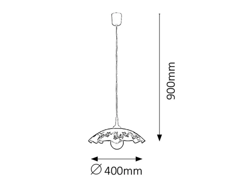 Vino – classic pendant in white with wave glass shade, Ø400mm, 1×E27