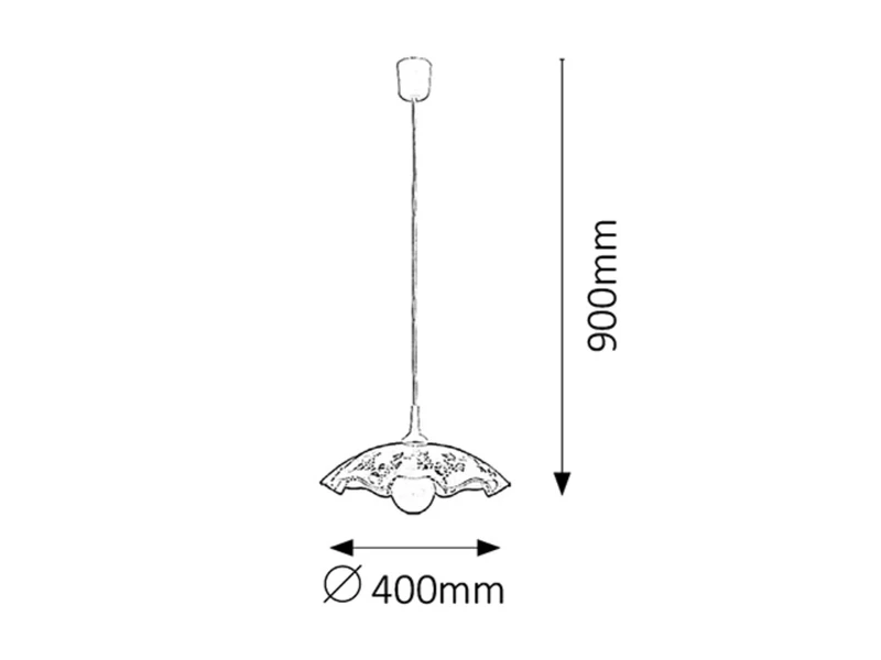 Vino – classic pendant in white with patterned glass, Ø400mm, 1×E27
