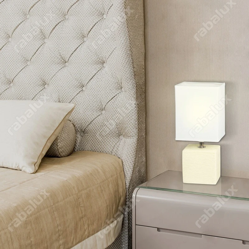 Orlando – night lamp in cream with fabric shade, 135×300mm, 1×E14