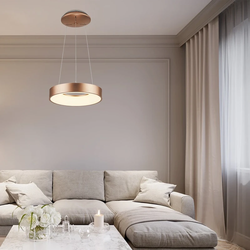 Carmella – LED pendant in gold with white acrylic shade, Ø600mm, 50W, 4000K