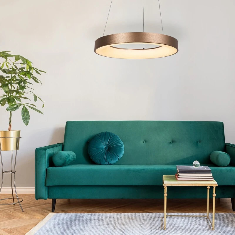 Carmella – LED pendant in gold and white, Ø800mm, 80W, 4000K