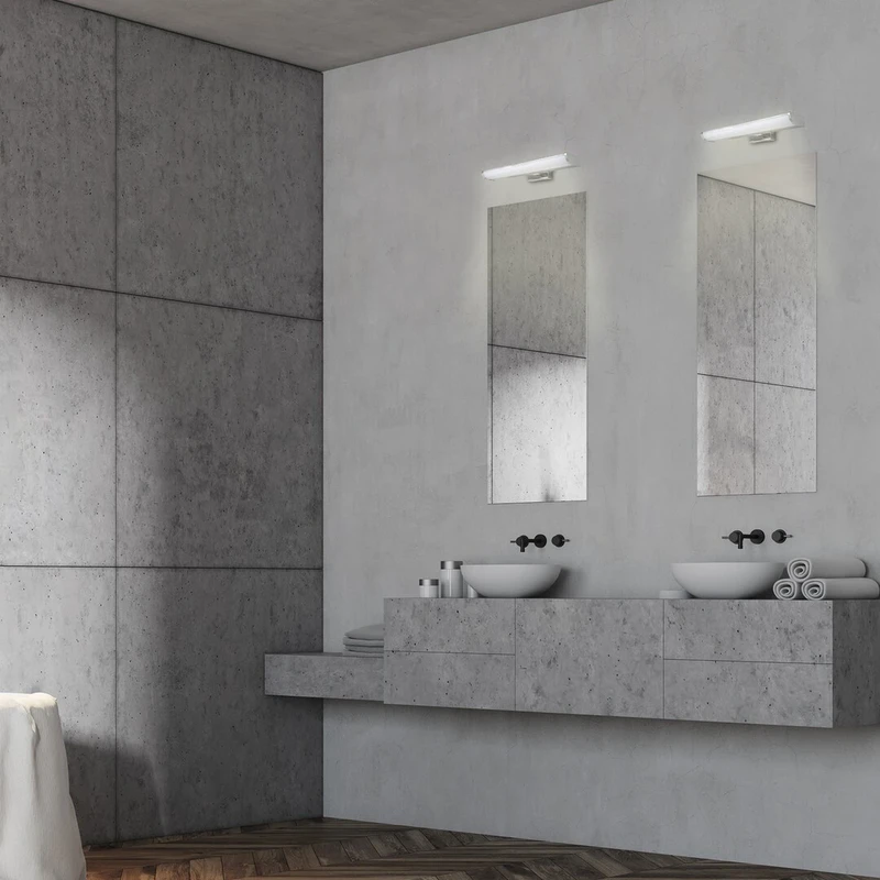 Evron – LED wall light for bathroom in chrome with white shade, 300mm, 5W, 4000K, IP44