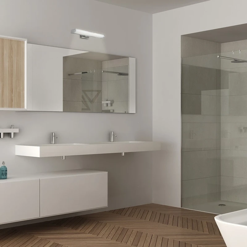 Evron – LED wall light for bathroom in chrome with white shade, 500mm, 7.5W, 4000K, IP44
