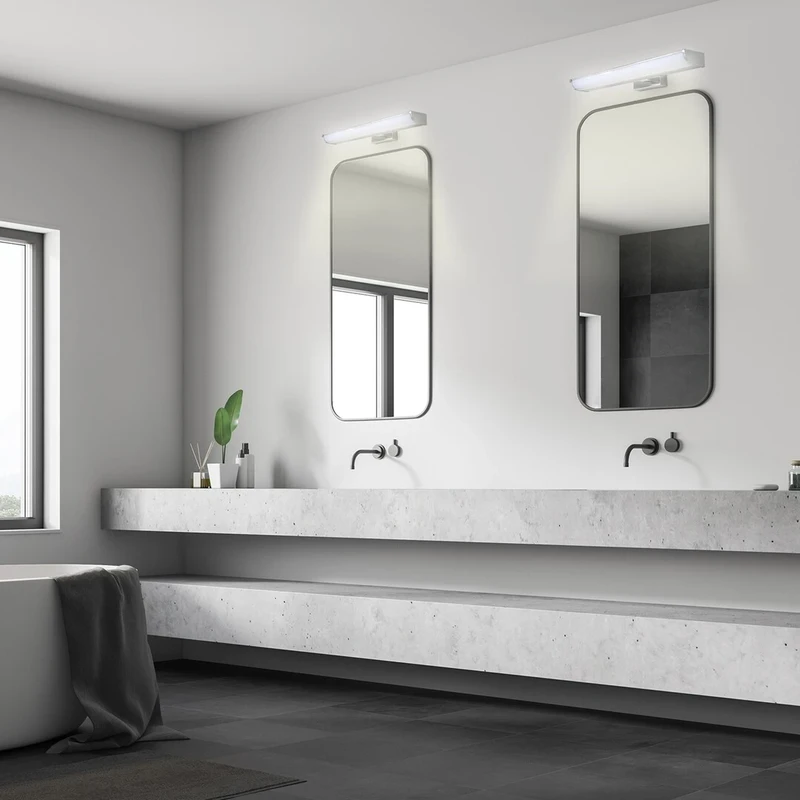 Evron – LED wall light for bathroom in chrome with white shade, 800mm, 13.5W, 4000K, IP44