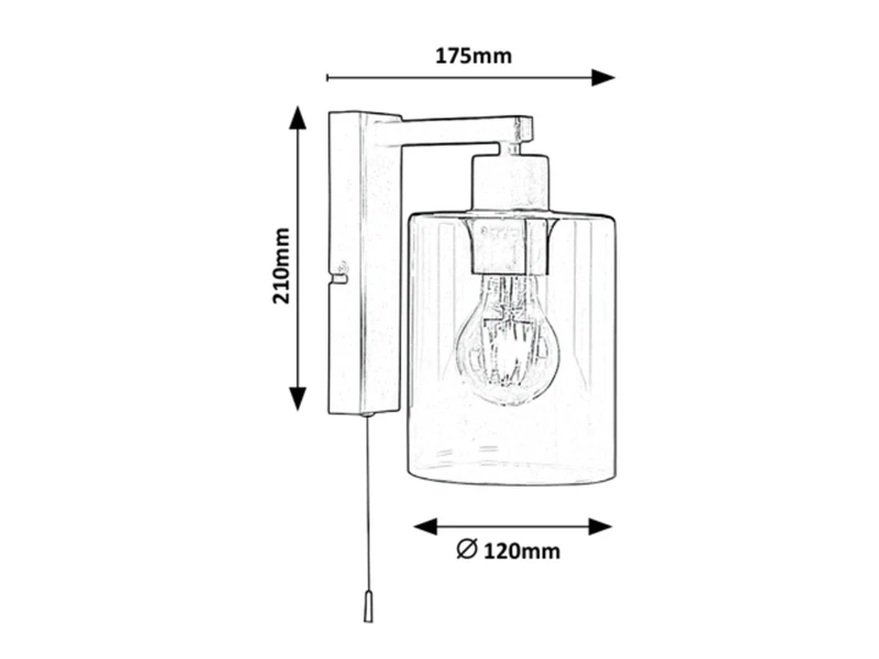 Miroslaw – industrial wall light lamp in black matt with clear glass, Ø120mm, 1×E27