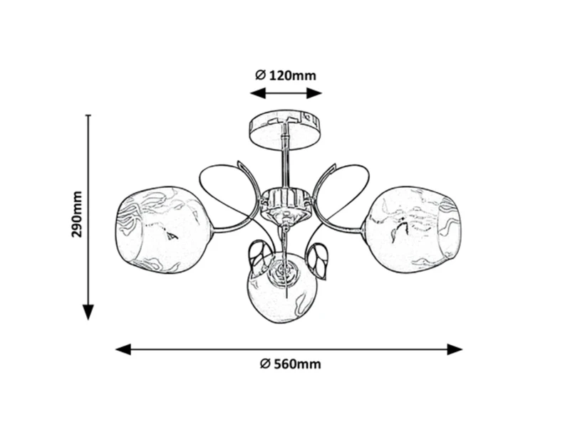 Fauna – classic ceiling light in gold with white glass, Ø560mm, 3×E27