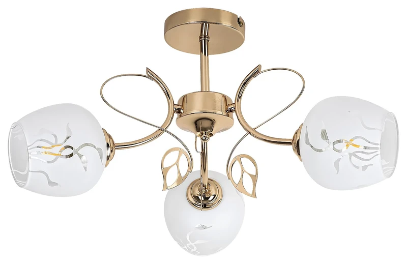 Ceiling Lights Fauna – classic ceiling light in gold with white glass, Ø560mm, 3×E27